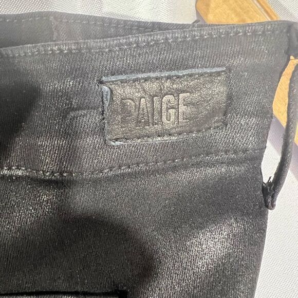 PAIGE MAISLEY JOGGER IN BLACK FOG LUXE COATING NWT SIZE 34 - Picture 9 of 11